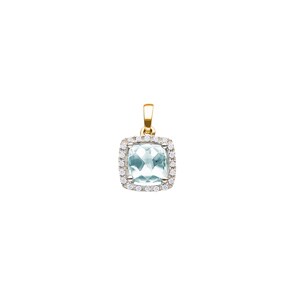 Anhänger 750/18 K Gelbgold mit grünem Amethyst und Diamanten 0.06 ct H/si
