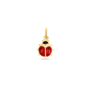 Pendentif or jaune 750/18 ct avec laque 6mm, Coccinelle