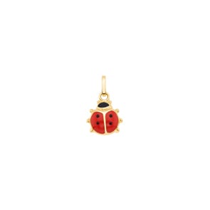 Pendentif or jaune 750/18 ct avec laque 9mm, Coccinelle