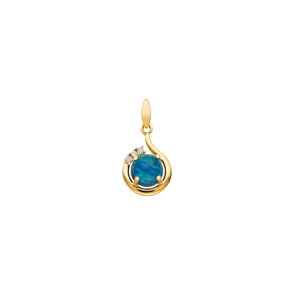Pendentif or jaune 750/18 ct avec opale et diamants 0.04 ct H/si