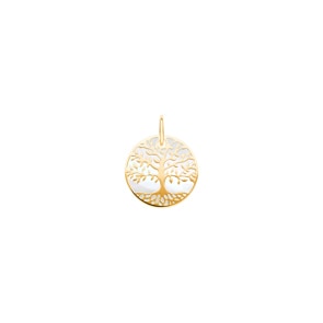 Anhänger 750/18 K Gelbgold mit Perlmutt, Lebensbaum