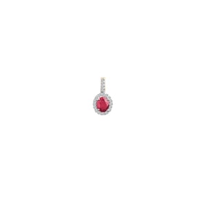 Pendentif or jaune 750/18 ct avec rubis ovale et diamants 0.08 ct H/si