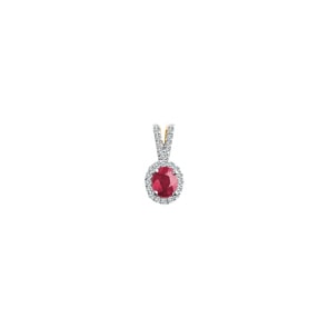 Anhänger 750/18 K Gelbgold mit Rubin oval und Diamanten 0.10 ct H/si