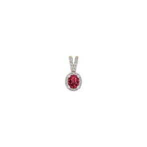 Anhänger 750/18 K Gelbgold mit Rubin oval und Diamanten 0.10 ct H/si