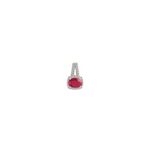 Pendentif or jaune 750/18 ct avec rubis ovale et diamants 0.11 ct H/si