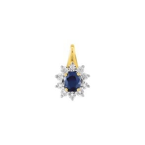 Anhänger 750/18 K Gelbgold mit Saphir oval & Diamanten 0.05 ct
