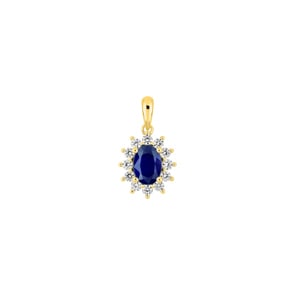 Anhänger 750/18 K Gelbgold mit Saphir oval & Diamanten 0.36 ct