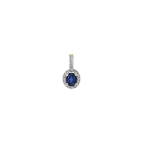 Anhänger 750/18 K Gelbgold mit Saphir oval und Diamanten 0.08 ct H/si