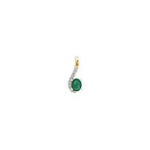 Anhänger 750/18 K Gelbgold mit Smaragd oval und Diamanten 0.03 ct H/si