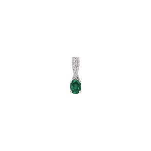 Anhänger 750/18 K Gelbgold mit Smaragd oval und Diamanten 0.05 ct H/si