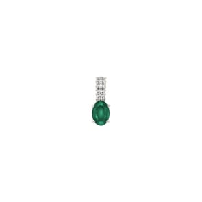Pendentif or jaune 750/18 ct avec émeraude ovale et diamants 0.05 ct H/si