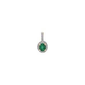 Pendentif or jaune 750/18 ct avec émeraude ovale et diamants 0.08 ct H/si