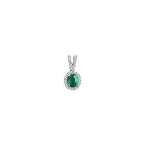 Anhänger 750/18 K Gelbgold mit Smaragd oval und Diamanten 0.10 ct H/si