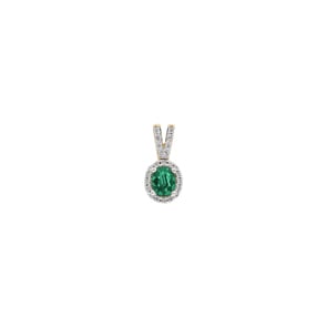 Anhänger 750/18 K Gelbgold mit Smaragd oval und Diamanten 0.10 ct H/si
