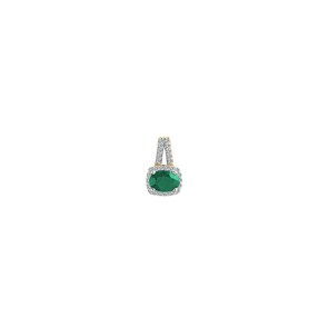 Pendentif or jaune 750/18 ct avec émeraude ovale et diamants 0.11 ct H/si