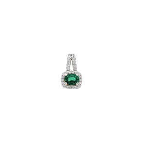 Anhänger 750/18 K Gelbgold mit Smaragd oval und Diamanten 0.11 ct H/si