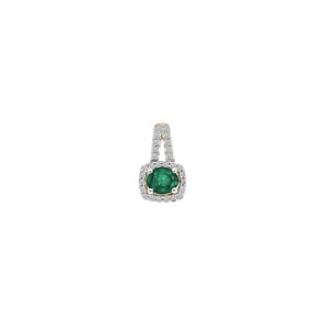 Pendentif or jaune 750/18 ct avec émeraude ovale et diamants 0.11 ct H/si