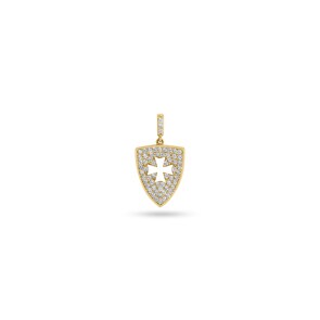 Pendentif or jaune 750/18 ct avec zircones