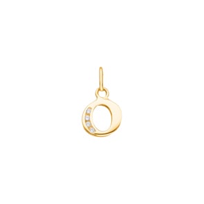 Pendentif or jaune 750/18 ct avec zircones, Lettre O