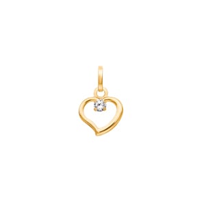 Pendentif or jaune 750/18 ct avec zircone, Cœur