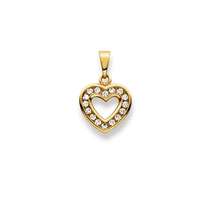 Anhänger 750/18 K Gelbgold mit Zirkonia, Herz
