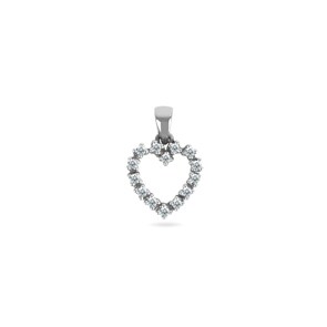 Pendentif or gris 750/18 ct avec zircones, Cœur