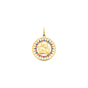Anhänger 750/18 K Gelbgold Schutzengel lackiert