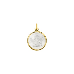 Anhänger 750/18 K Gelbgold Schutzengel mit Perlmutt Ø 18mm