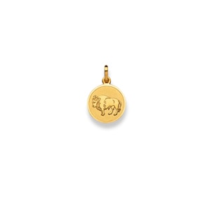 Pendentif or jaune 750/18 ct, Signe du zodiaque Taureau