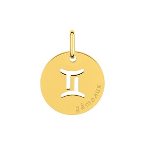 Pendentif or jaune 750/18 ct, Signe du zodiaque Gémeaux