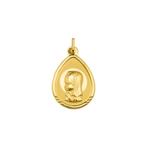 Anhänger 750/18 K Gelbgold Tropfen mit Jungfrau Maria