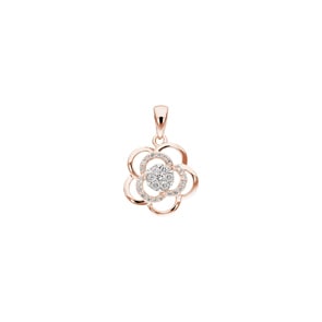 Pendentif or rosé 750/18 ct avec diamants 0.15 ct H/si, Fleur