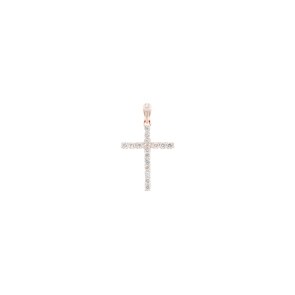 Anhänger 750/18 K Roségold mit Diamanten 0.19 ct H/si, Kreuz