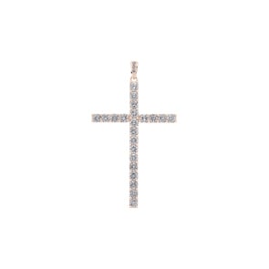 Pendant 750/18 K Rose Gold with Diamonds 1.00 ct H/si, Cross
