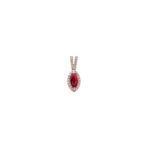 Anhänger 750/18 K Roségold mit Rubin & Diamanten 0.11 ct H/si