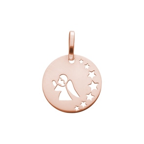 Anhänger 750/18 K Roségold Ø 17mm, Schutzengel mit Sternen