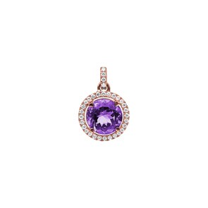 Pendetif or rose 750/18 ct avec améthyste et diamants 0.18 ct H/si