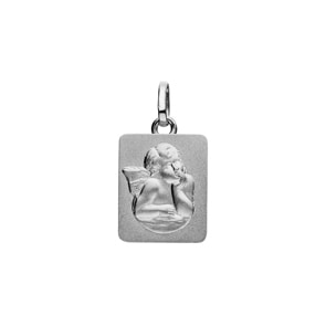 Pendentif or gris 750/18 ct 12x14mm, Ange gardien