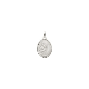 Pendentif or gris 750/18 ct 15x19mm, Vierge à l'enfant