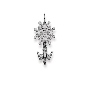 Pendentif or gris 750/18 ct, Croix Hugenotte