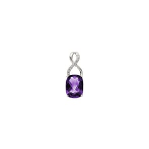 Anhänger 750/18 K Weissgold mit Amethyst Kissen und Diamanten 0.02 ct H/si