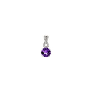 Anhänger 750/18 K Weissgold mit Amethyst rund und Diamanten 0.05 ct H/si