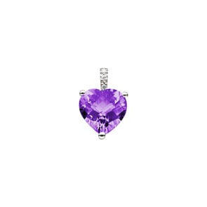 Anhänger 750/18 K Weissgold mit Amethyst und Diamanten 0.01 ct H/si, Herz