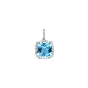 Anhänger 750/18 K Weissgold mit Blautopas & Diamanten 0.24 ct H/si