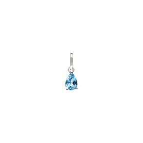 Pendentif or gris 750/18 ct avec topaze bleue poire 6 x 4mm