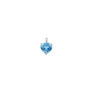Pendentif or gris 750/18 ct avec topaze bleue et diamants 0.01 ct H/si, Cœur