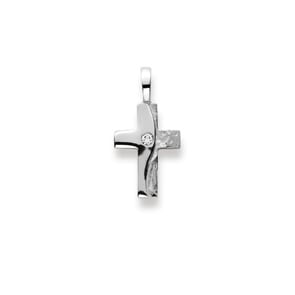 Anhänger 750/18 K Weissgold mit Brillant, Kreuz
