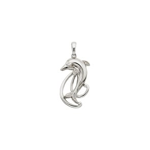 Anhänger 750/18 K Weissgold mit Diamanten 0.02 ct H/si, Delfin