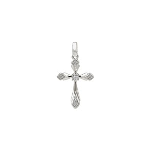 Pendentif or gris 750/18 ct avec diamants 0.03 ct H/si, Croix