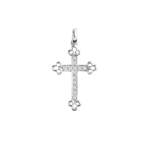 Anhänger 750/18 K Weissgold mit Diamanten 0.04 ct H/si, Kreuz